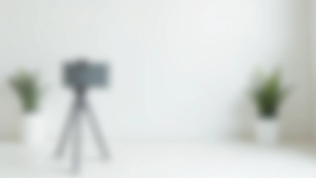 Smartphone mounted on adjustable tripod positioned to record person practicing presentation, studio lighting setup visible in background